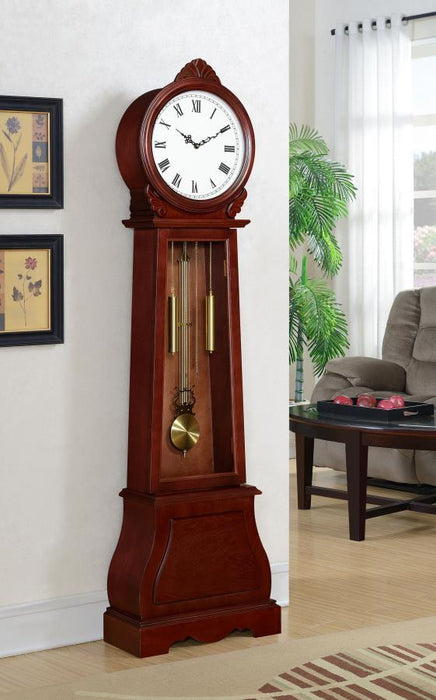 Narcissa - Grandfather Clock With Adjustable Chime - Brown Red