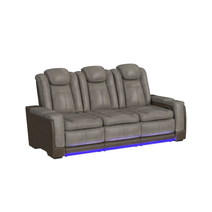 Lantana - Power Motion Sofa With Power Headrest, LED, Ddt, Reading Light And PWS - Rocky Gray/Brown