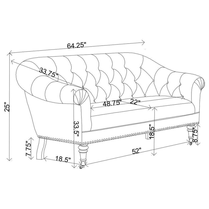 Billie - Upholstered Rolled Arm Tufted Loveseat - Natural