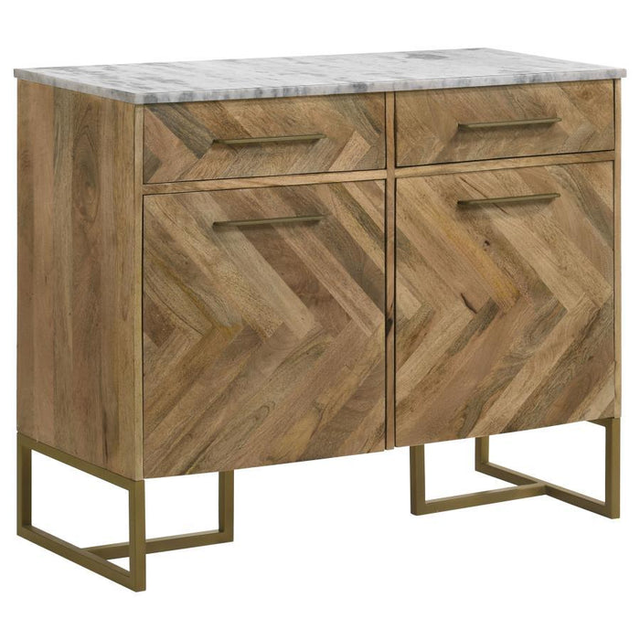 Keaton - Marble Top Herringbone Accent Cabinet