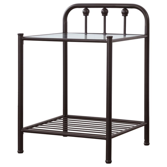 Livingston - Metal 1-Shelf Nightstand - Dark Bronze