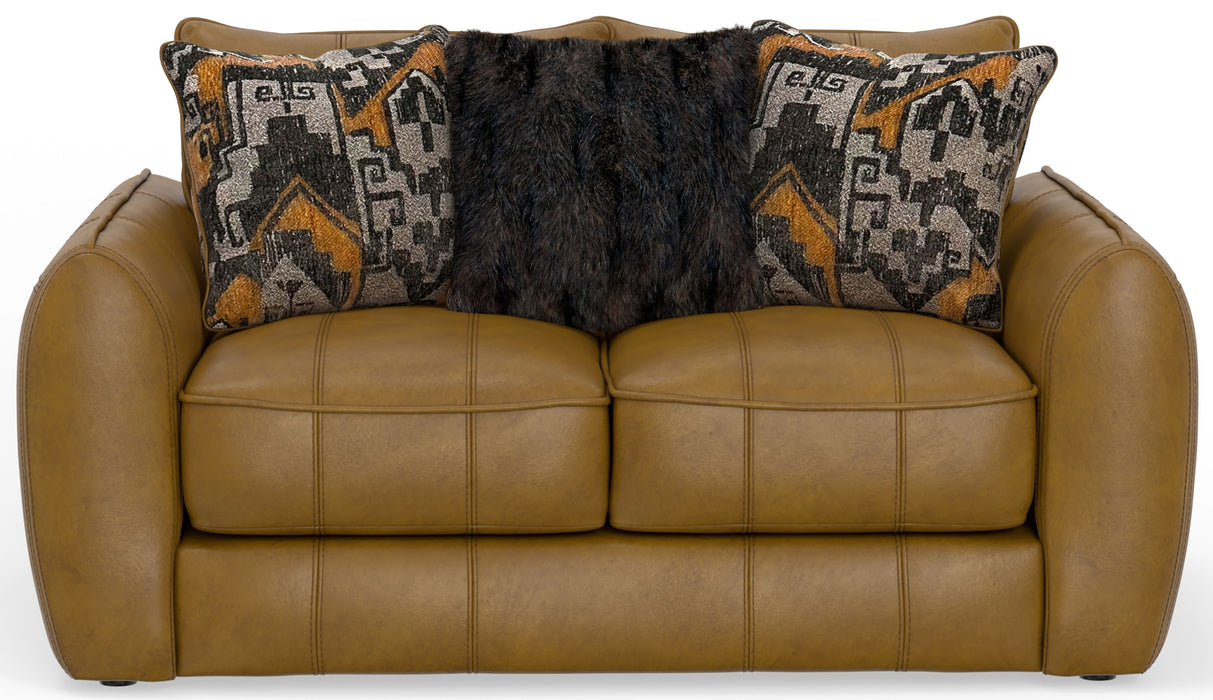 Corvara - Top Grain Italian Leather Match Loveseat - Caramel