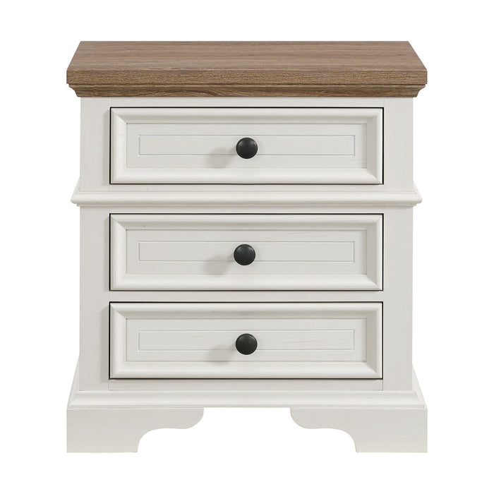 Eastwood - Youth 3-Drawer Nightstand - Brown And White