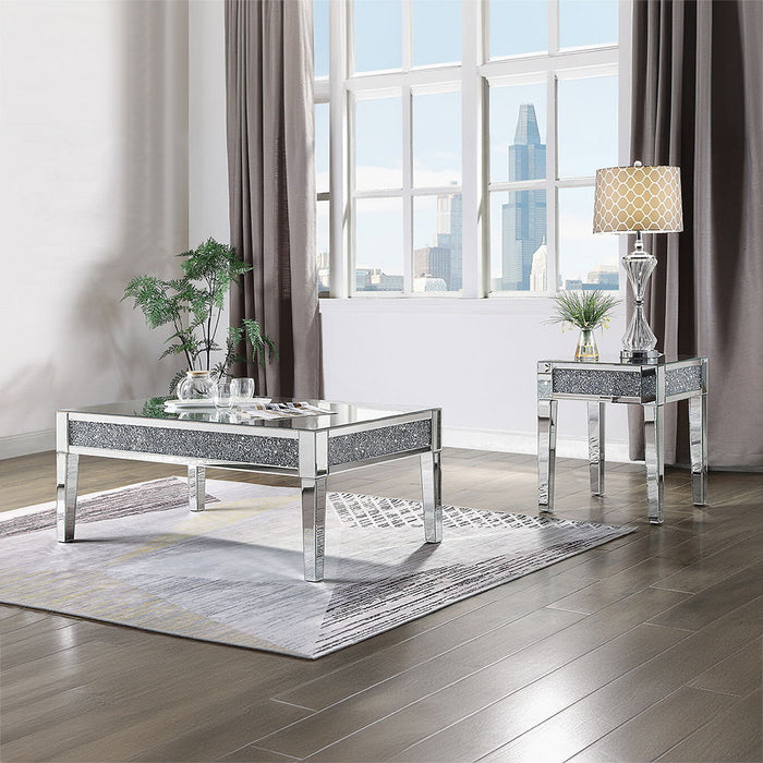 Noralie - Coffee Table - Mirrored & Faux Diamonds - Glass