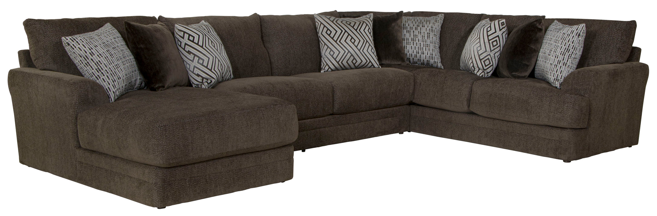 Galaxy - 3 Piece Sectional, Comfort Coil Seating And 9 Included Accent Pillows