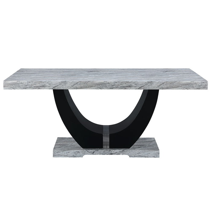 Caralin - Dining Table - Engineered Stone & Black Finish