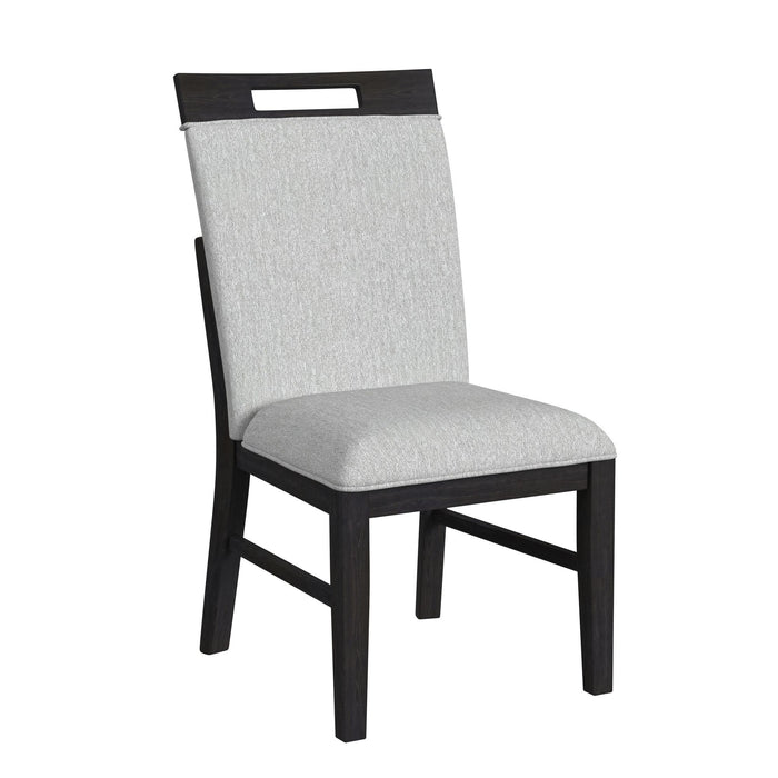 Transcend - Dining Side Chair With Fabric (Set of 2) - Charcoal And Light Gray