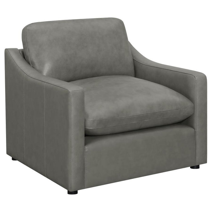 Grayson - Leather Upholstered Sloped Arm Accent Chair - Gray