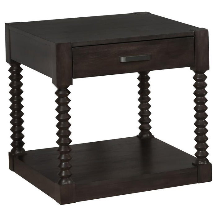 Meredith - 1-Drawer Rectangular Side End Table - Coffee Bean