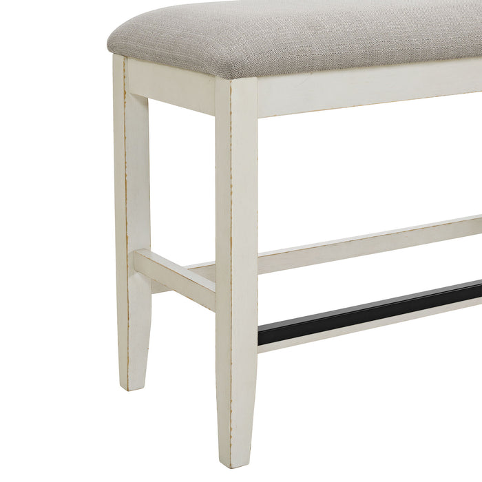 Bellevue - Counter Bench With Beige Fabric - Antique White