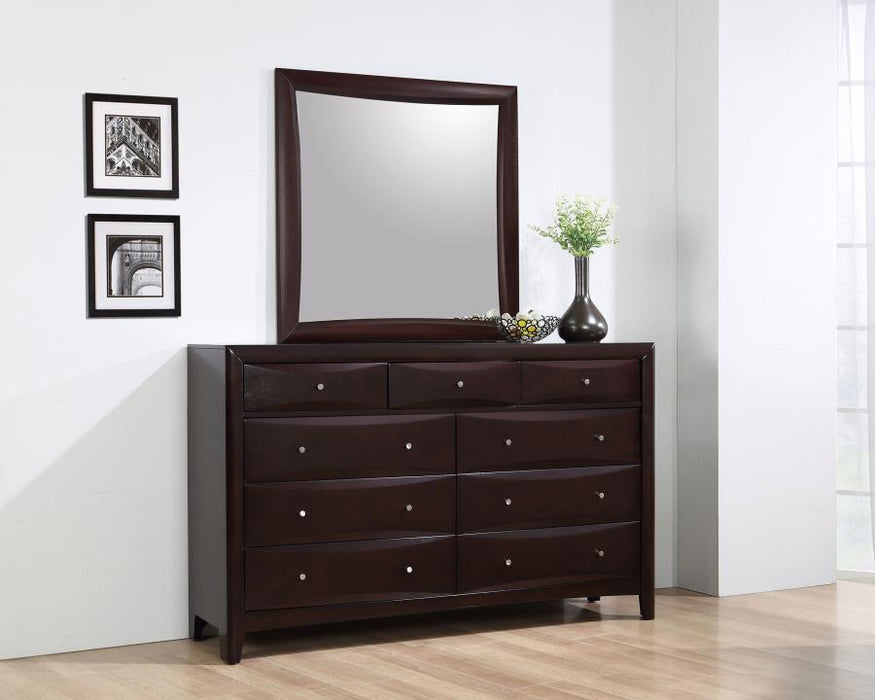 Phoenix - 9-Drawer Dresser With Mirror - Deep Cappuccino