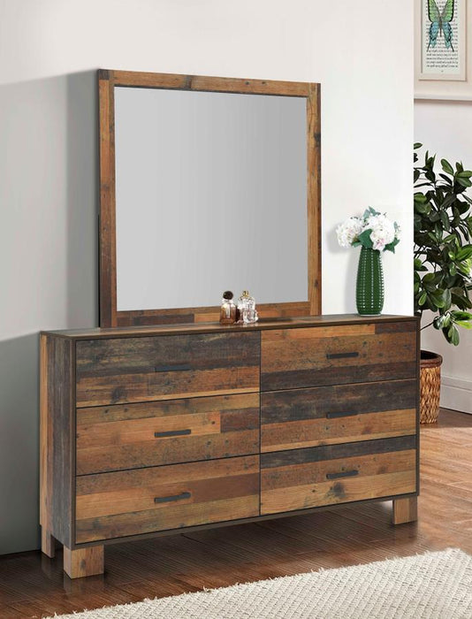 Sidney - 6-Drawer Dresser With Mirror - Rustic Pine