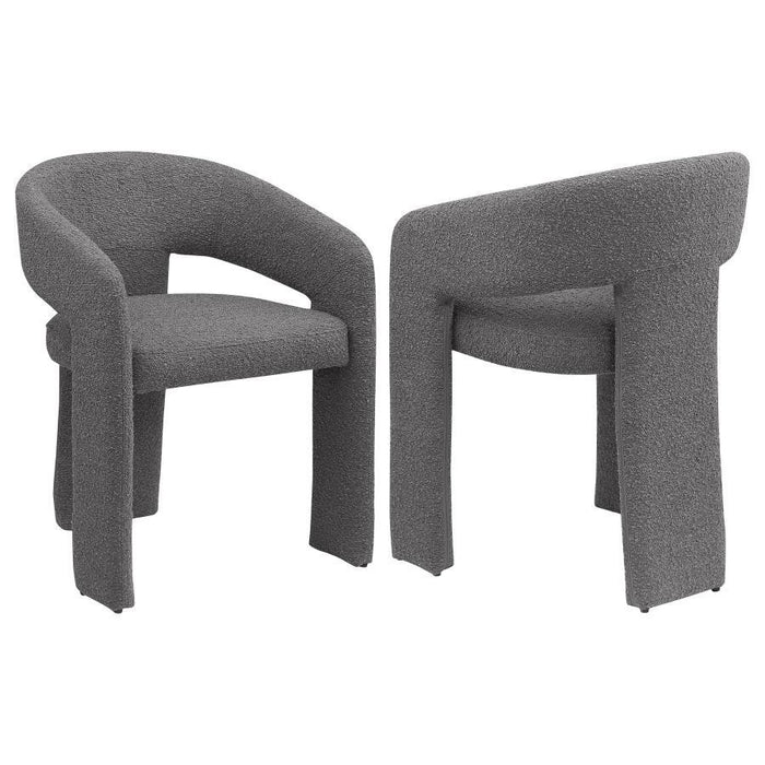 Eudora - Boucle Upholstered Dining Arm Chair - Gray