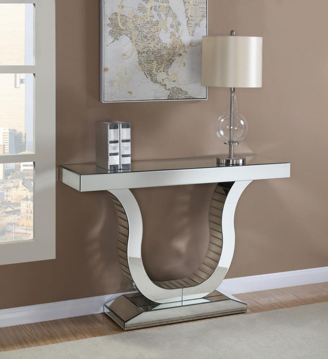 Saanvi - Console Table With U-Shaped Base - Clear Mirror