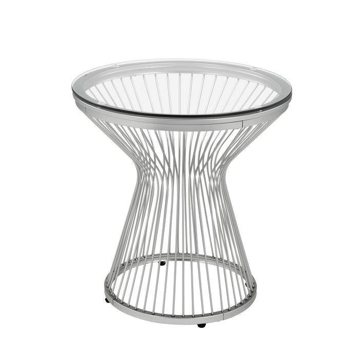 Lavinia - Chrome End Table - White