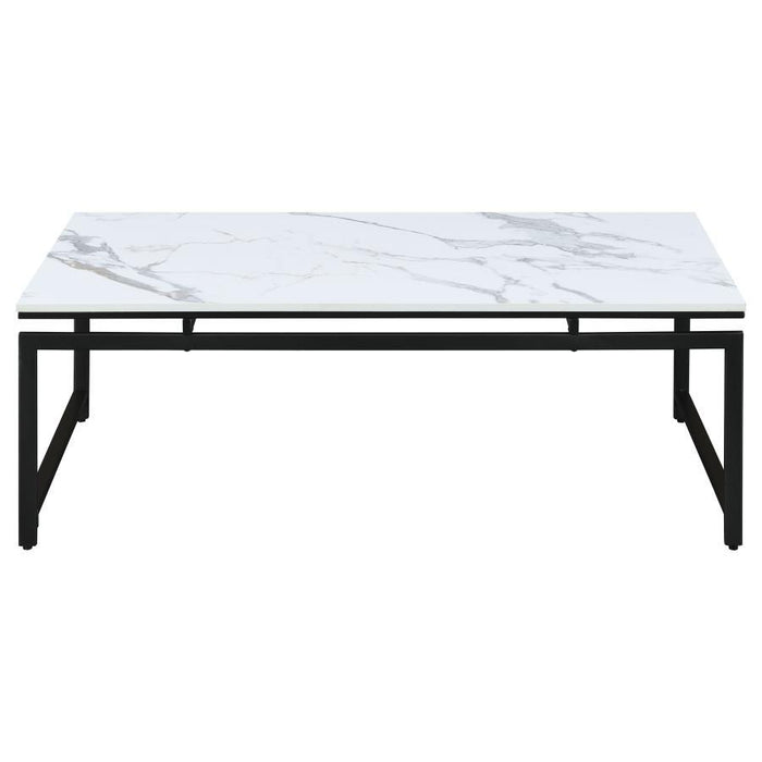 Clark - 3 Piece Faux Marble Top Coffee Table Set - White