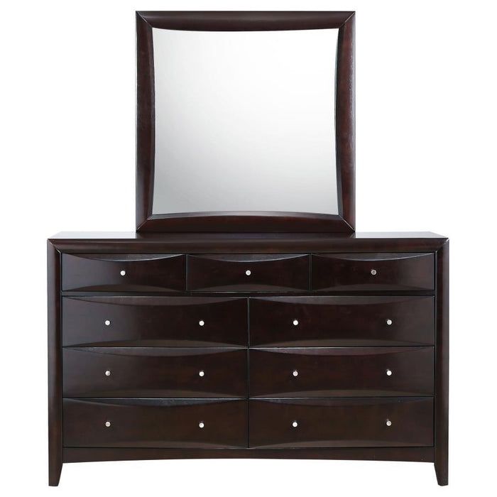 Phoenix - 9-Drawer Dresser With Mirror - Deep Cappuccino