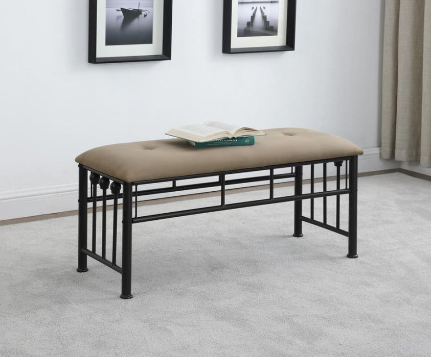 Livingston - Microfiber Upholstered Bench - Brown And Bronze