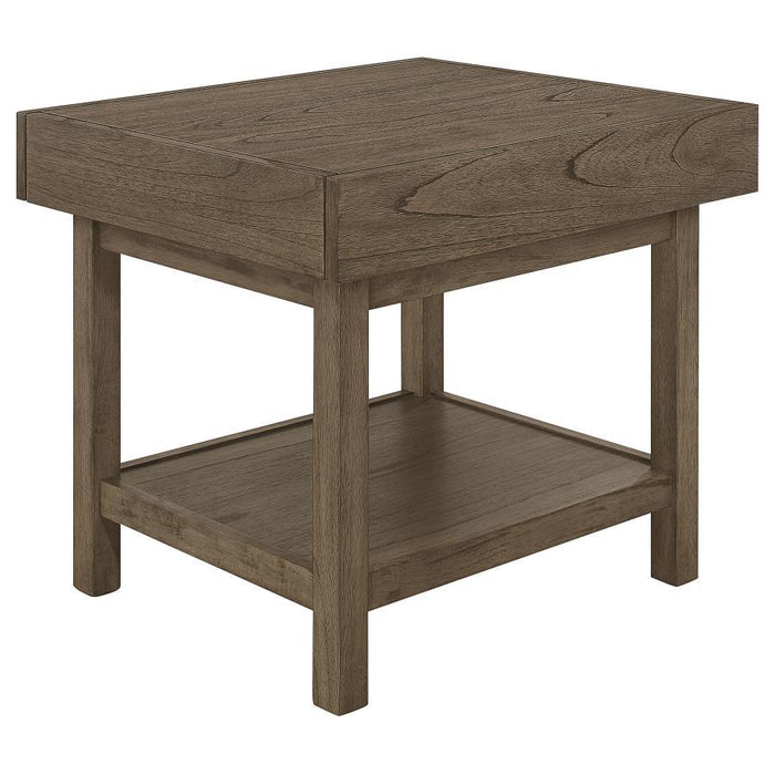 Owen - Rectangle End Table With Shelf - Brown