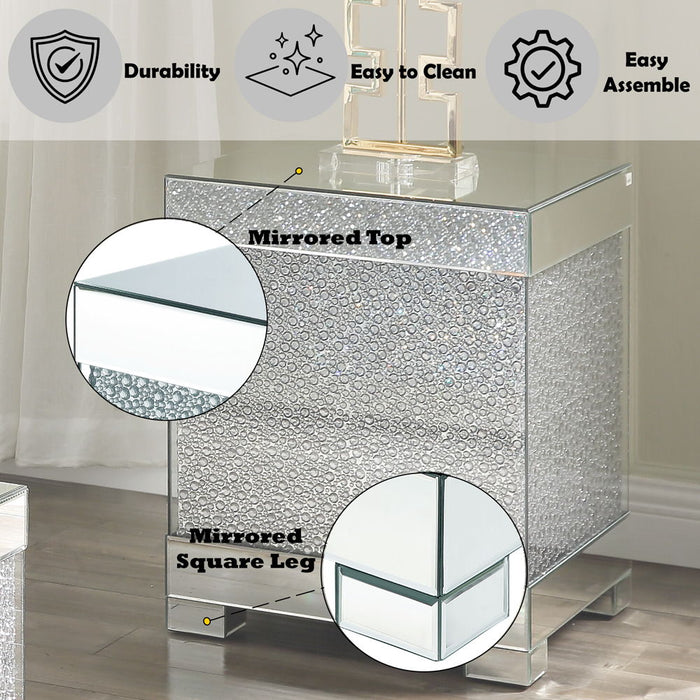 Mallika - End Table - Mirrored & Faux Crystals