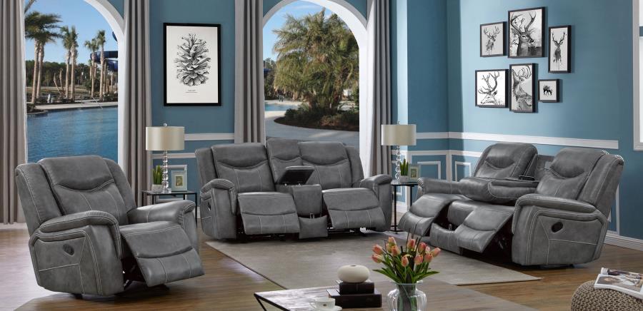 Conrad - Upholstered Padded Arm Motion Sofa Set