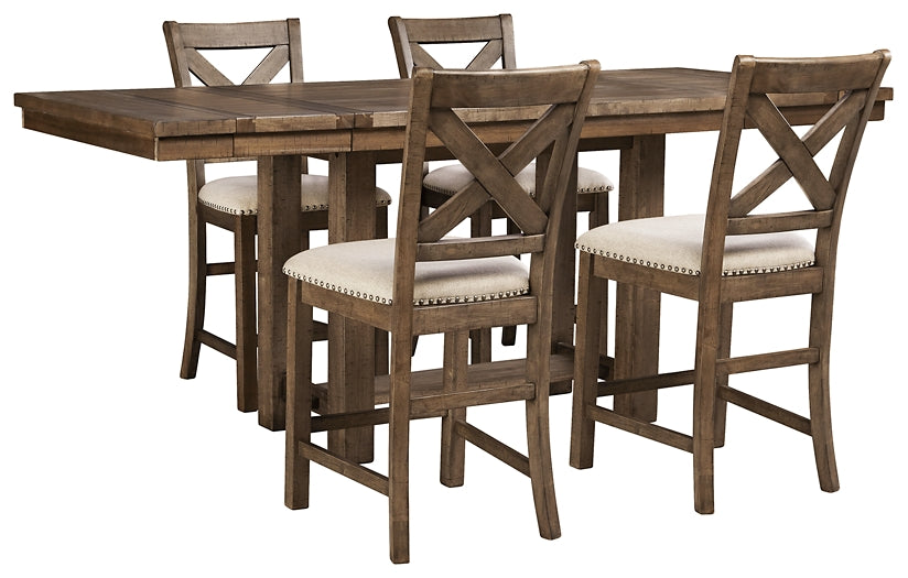 Moriville Counter Height Dining Table and 4 Barstools