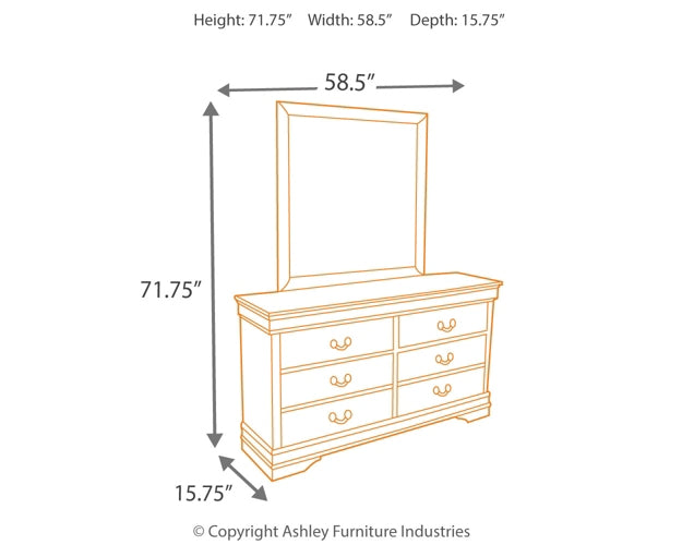 Alisdair  Sleigh Bed With Mirrored Dresser And Chest