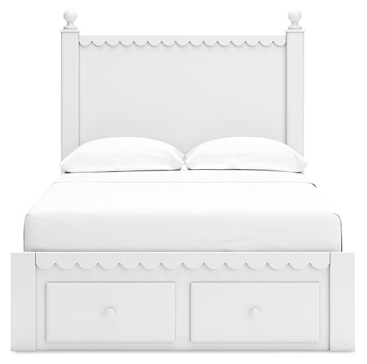 Mollviney Full Panel Storage Bed with Mirrored Dresser and 2 Nightstands