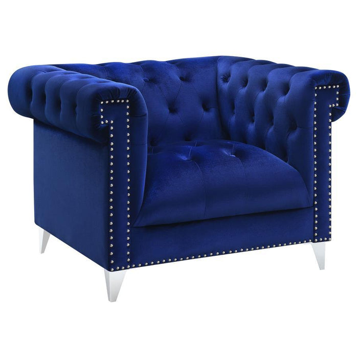 Bleker - Tufted Tuxedo Arm Chair - Blue