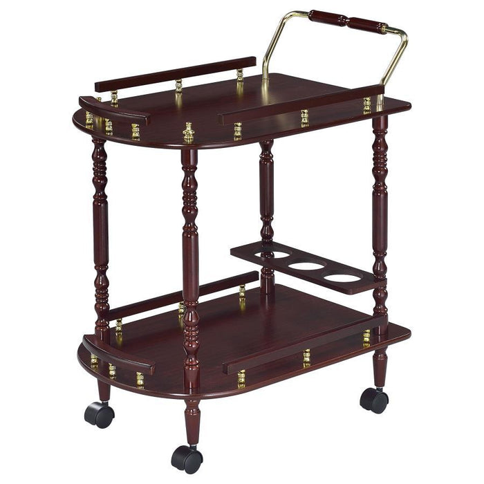 Palmer - 2-Tier Rectangular Wood Bar Cart - Merlot