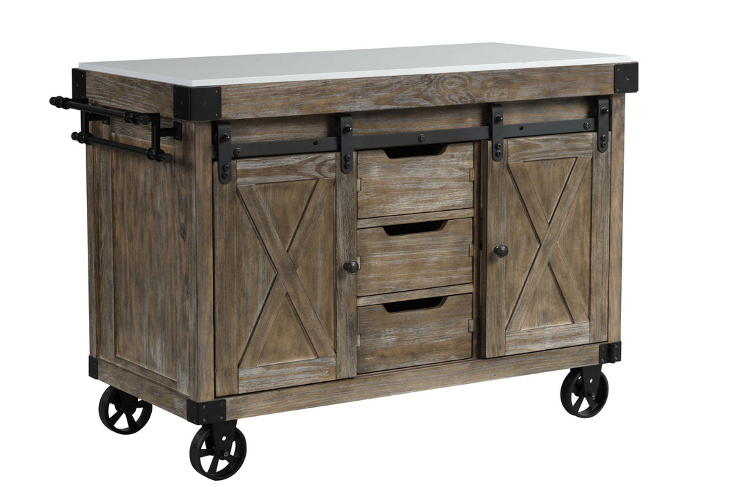 Alforvott - Serving Cart - Marble & Weathered Gray Finish