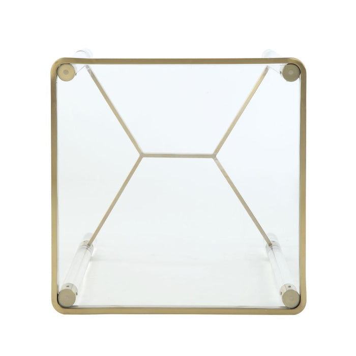 Penstemon - End Table - Clear Acrylic, Gold Stainless Steel & Clear Glass