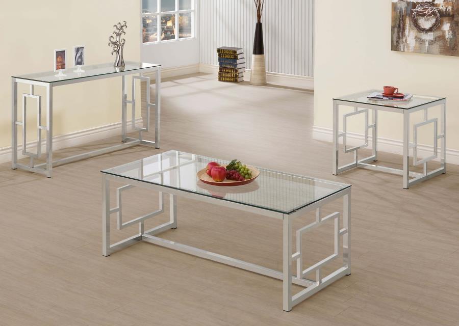 Merced - Rectangle Glass Top Sofa Table - Nickel