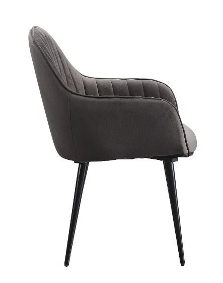 Caspian - Side Chair (Set of 2) - Dark Gray Fabric & Black Finish