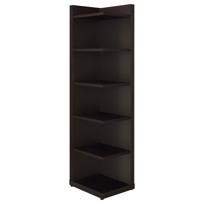 Alder - 6-Shelf Corner Bookcase - Cappuccino