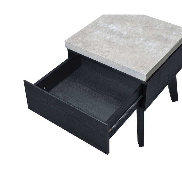 Magna - End Table - Faux Concrete & Black