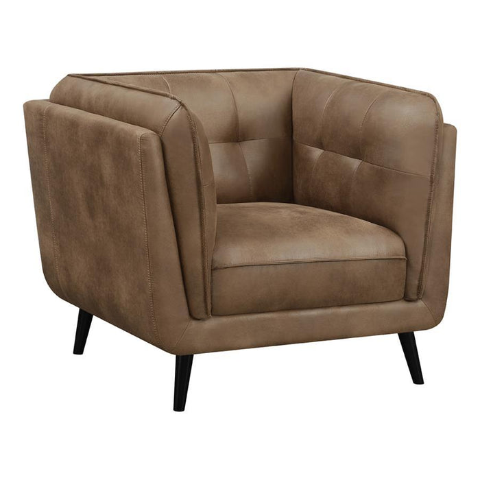 Thatcher - Upholstered Button Tufted Chair - Brown