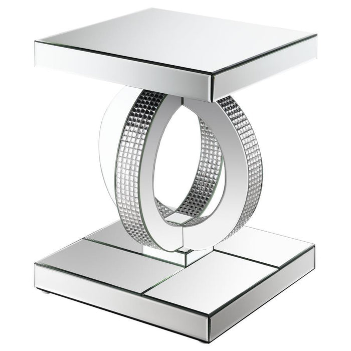 Breena - Rectangular Mirrored Acrylic End Table - Silver