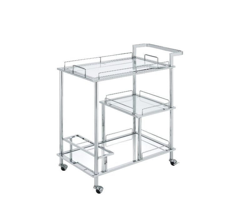 Splinter - Serving Cart - Clear Glass & Chrome Finish