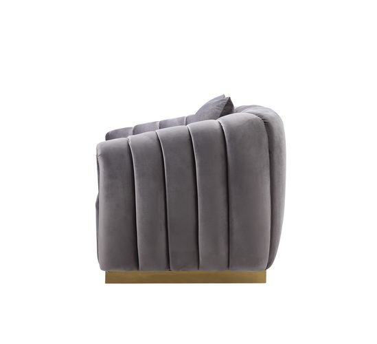 Elchanon - Sofa - Gray Velvet & Gold Finish