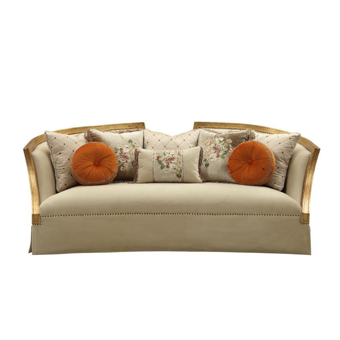 Daesha - Sofa - Tan Flannel & Antique Gold