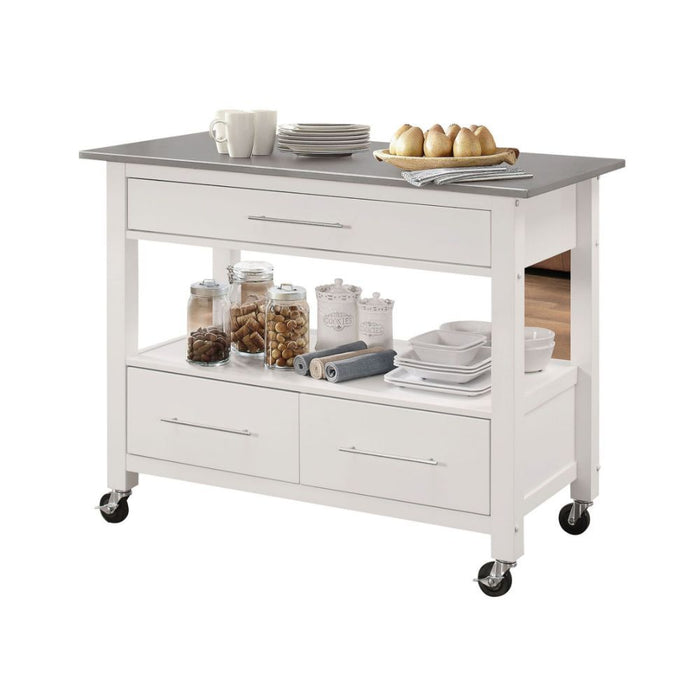 Ottawa - Kitchen Cart - Stainless Steel & White