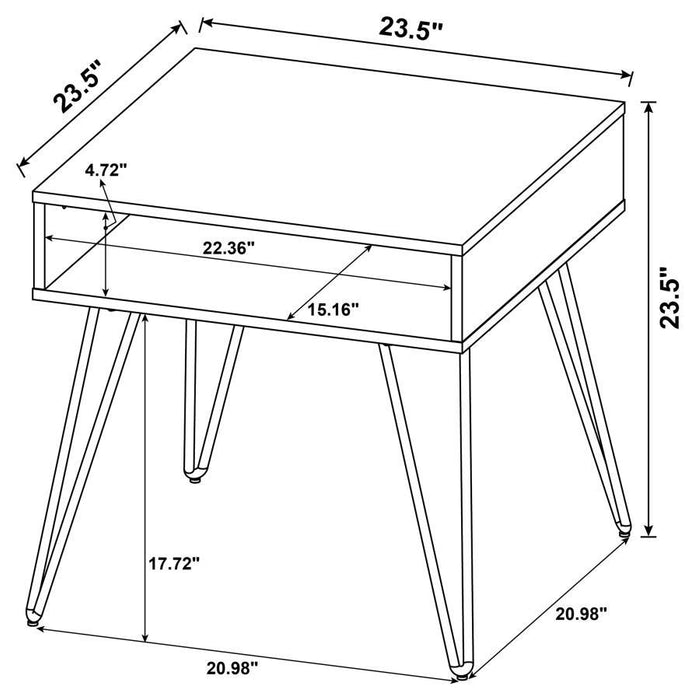 Fanning - Square End Table With Open Compartment - Golden Oak And Black