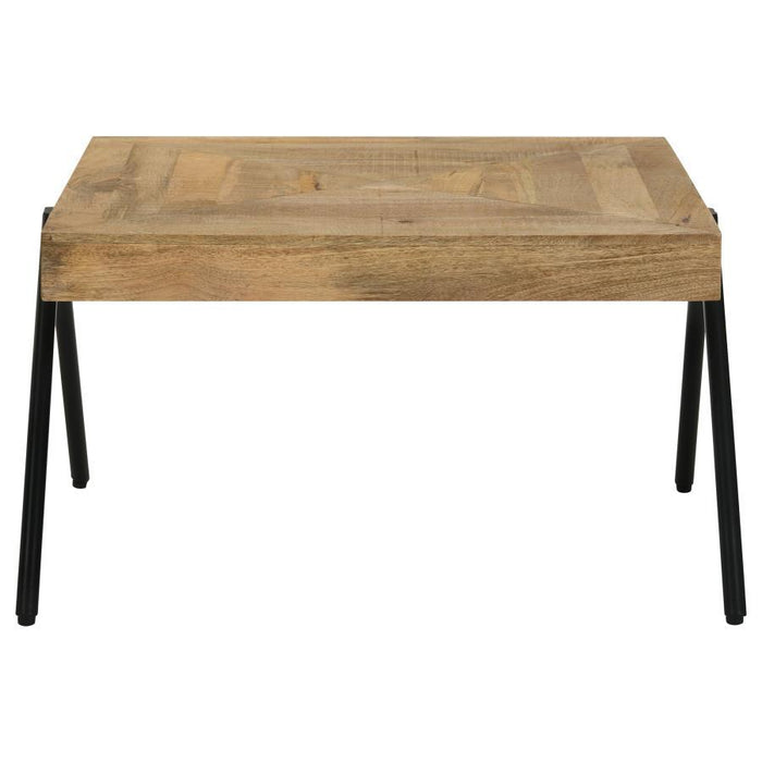 Avery - Rectangular Coffee Table With Metal Legs - Natural And Black