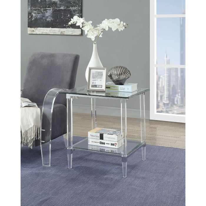 Polyanthus - End Table - Clear Acrylic, Chrome & Clear Glass - 24"