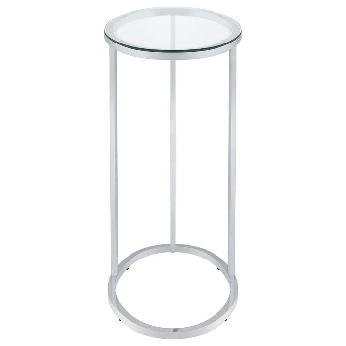 Kyle - Oval Glass Top C-Shaped Sofa Side Table - Chrome And Clear