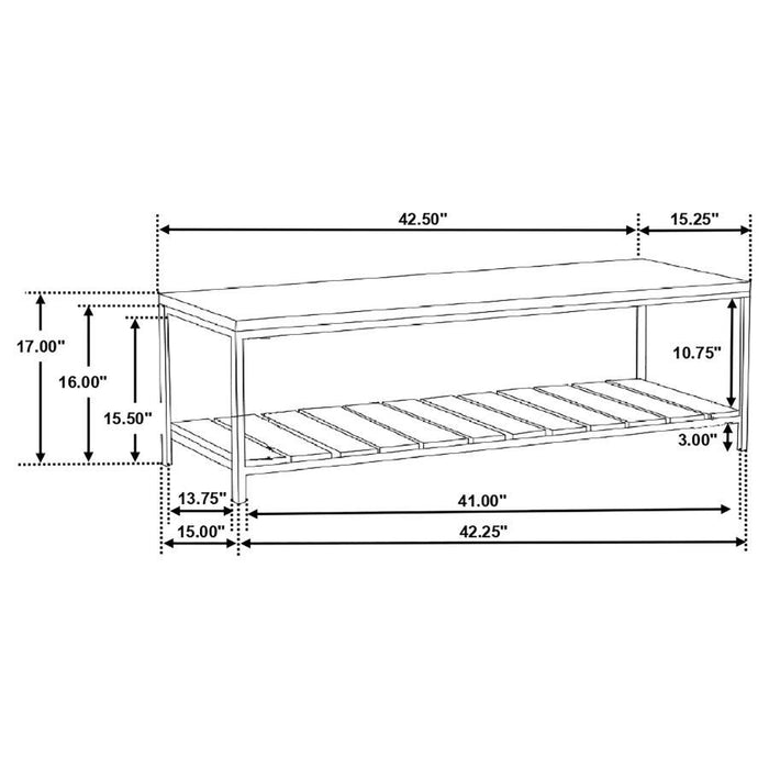 Gerbera - Accent Bench With Slat Shelf - Natural And Gunmetal