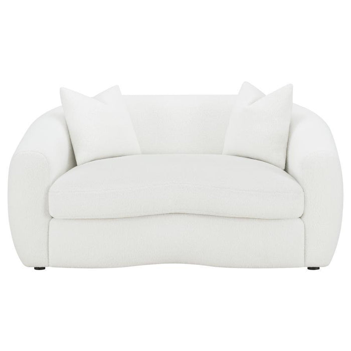 Isabella - Faux Sheepskin Upholstered Loveseat Natural - Ivory