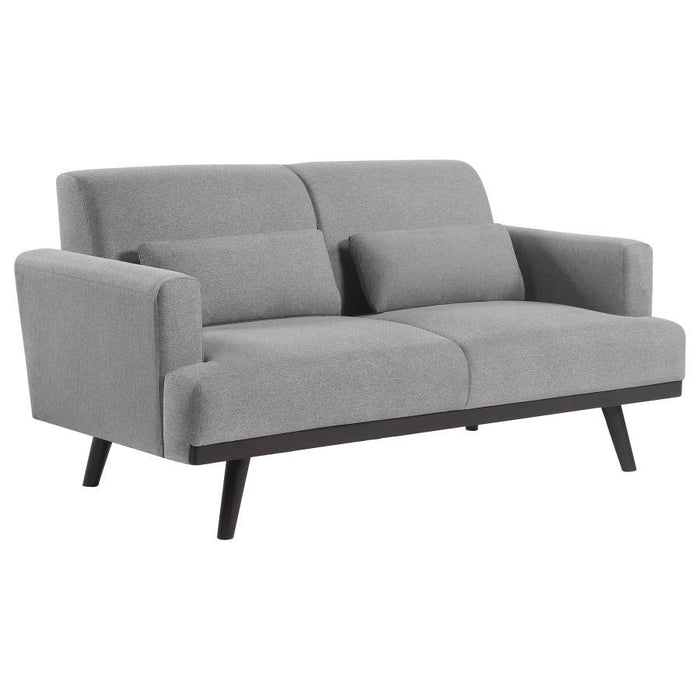 Blake - Upholstered Loveseat With Track Arms - Sharkskin And Dark Brown