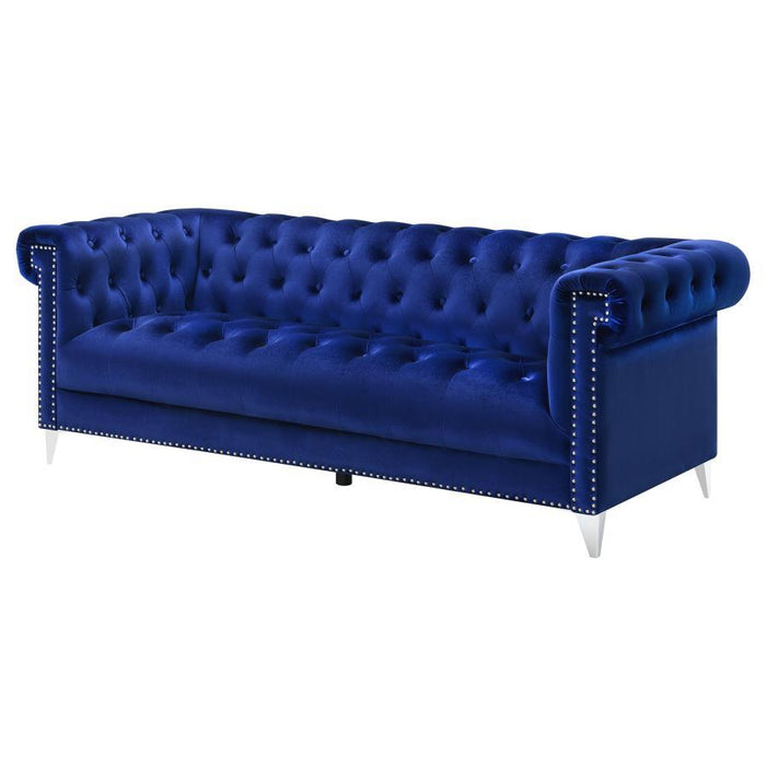 Bleker - Tufted Tuxedo Arm Sofa - Blue